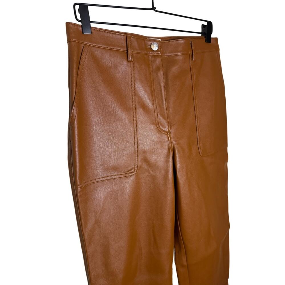 Aritzia Wilfred Free Lucy Pant Camel Vegan Leather Size 10 Neutral Capsule - Picture 3 of 9